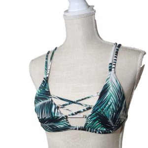 LA HEARTS Tropical Palm Print Bikini Top Size Medium